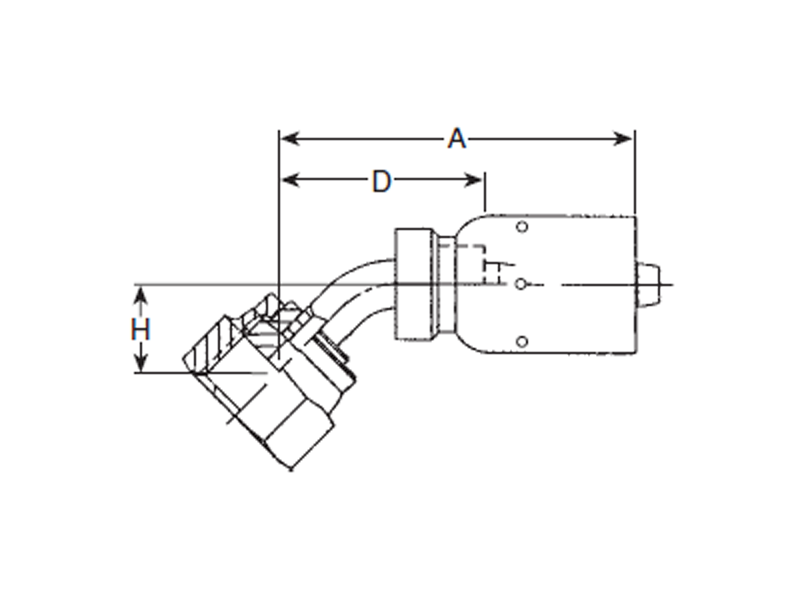 100R5 Crimp Fittings ORS Swivel 45° Elbow FJ3254-