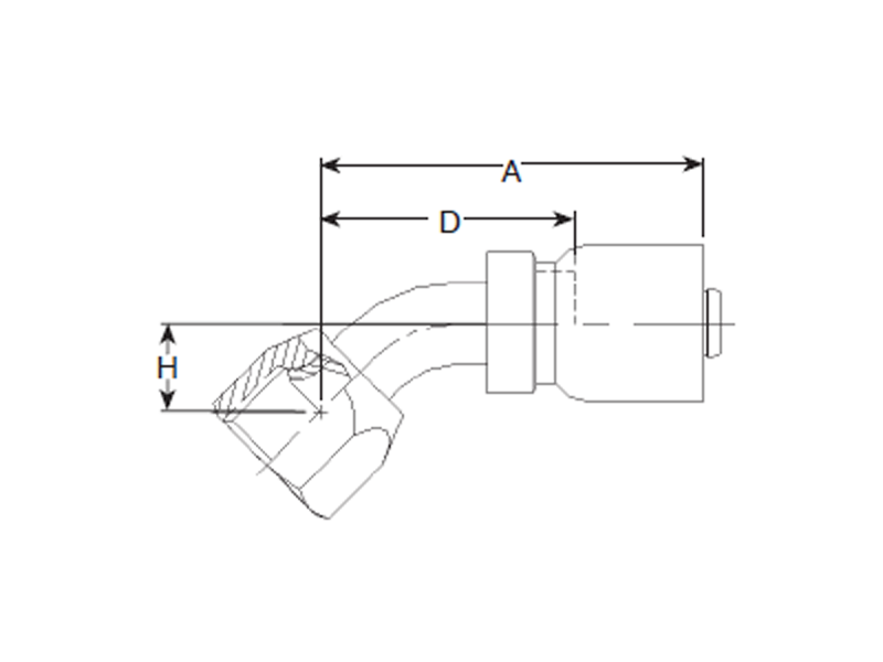 100R5 Crimp Fittings 45˚ Elbow