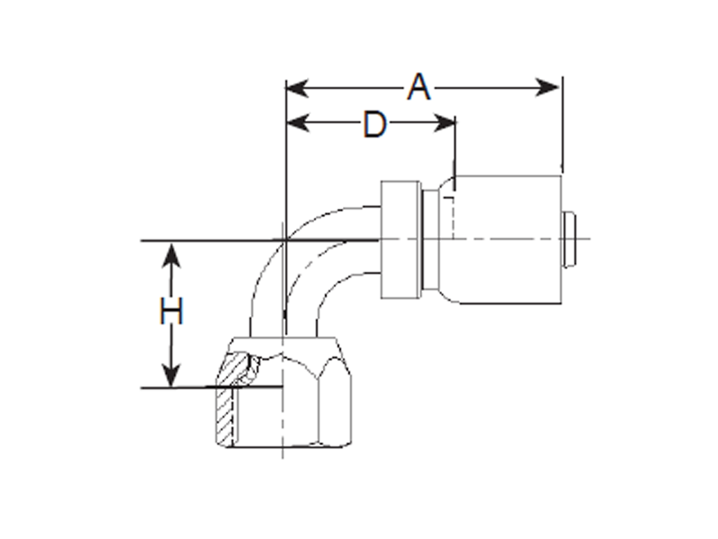 100R5 Crimp Fittings 90˚ Elbow (Short)