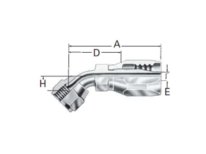Reusable Fittings - 100R5 Style - 45˚ Elbow Swivel