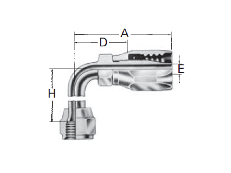 Reusable Fittings - 100R5 Style - 90° Elbow (Long) & SEA Swivel