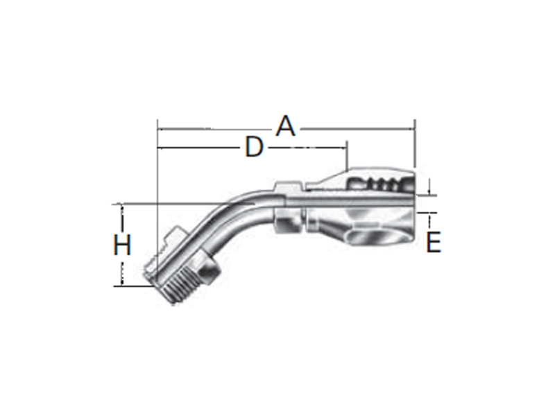 Reusable Fittings - 100R5 Style - 45˚ Elbow SAE Male Inverted Flare 190371- 