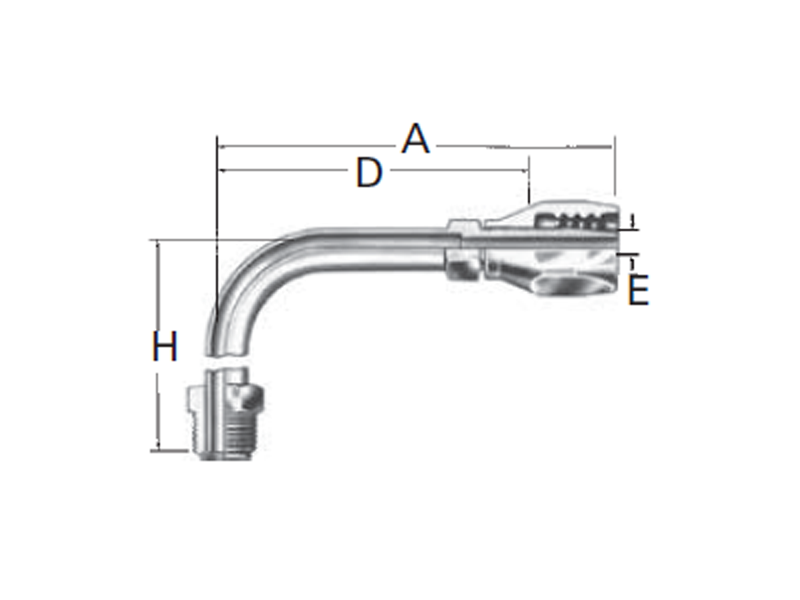 Reusable Fittings - 100R5 Style - 90˚ Elbow (Long) SAE Male Inverted Flare 190325-
