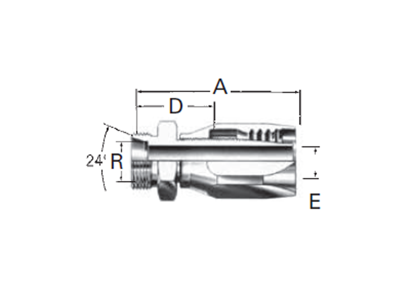Reusable Fittings - 100R5 Style - Metric Male 24˚ DIN 3901/3902 l.Rh.07.003-