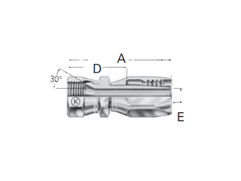 Reusable Fittings - 100R5 Style - Komatsu 30˚ Metric Female Swivel FC5954-