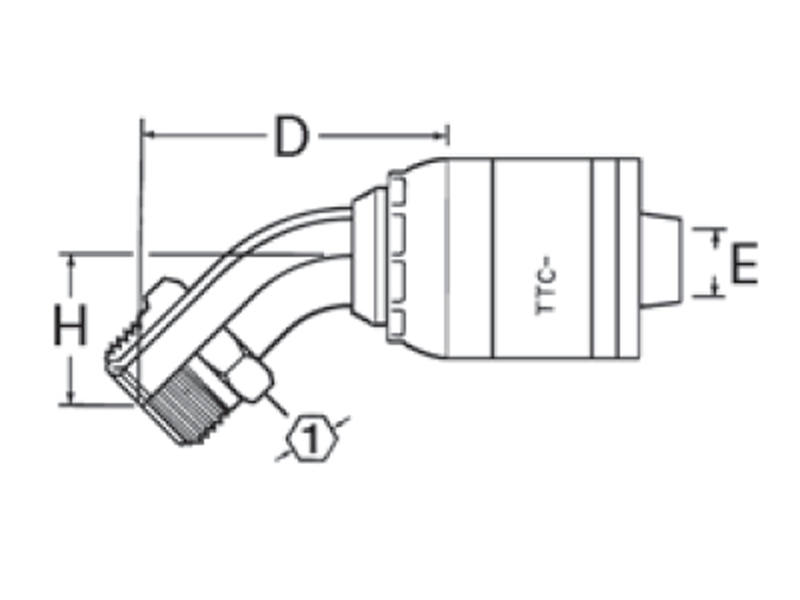 Male SAE Inverted Flare Swivel 45° Elbow (MFA)