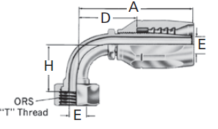 Reusable Fittings - 100R2 Skive Style - ORS Swivel 90˚ Elbow Short Drop FJ9734-