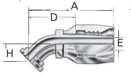 Reusable Fittings - 100R2 Skive Style -Komatsu Split Flange 45˚ Elbow FJ9065-