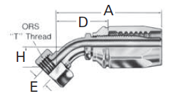 Reusable Fittings - 100R2 TTC - ORS Swivel 45° Elbow FJ7345–
