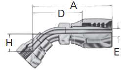 Reusable Fittings - Spiral Skive Style - SAE 37° (JIC) Swivel 45° Elbow FC5982– FC5983–