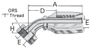 Reusable Fittings - Spiral Skive Style - ORS Swivel 45° Elbow FJ9741– FJ9745– 