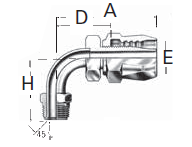 Reusable Fittings - Power Steering & Airbrake - Male Inverted Flare 90° Elbow 190606– 