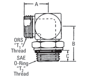 90° ORS/SAE O-Ring Boss (adj.) Adapter (VN)  