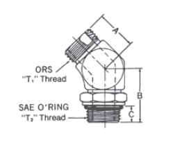 45° ORS/SAE O-Ring Boss (adj.) Adapter (VN)  