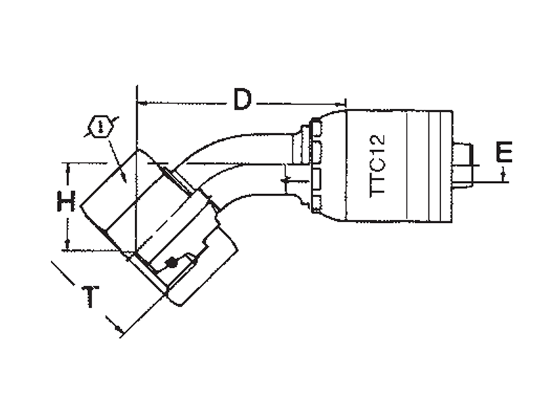 DKO Female Swivel, Heavy Duty, 45° Elbow (DSA)