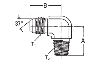 90° Elbow, SAE 37° Male/BSPT Male - GG310-NP (VN) 