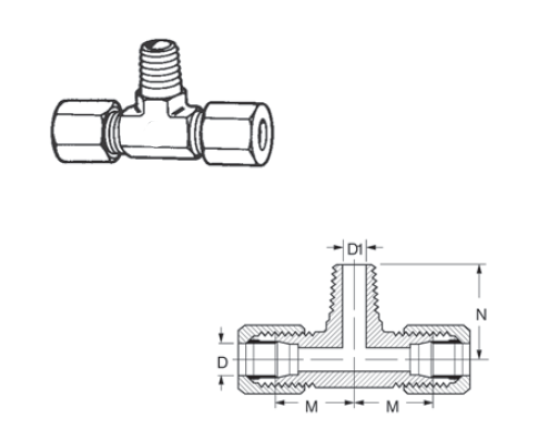 Male Branch Tee-Part No. 7605x (VN) 