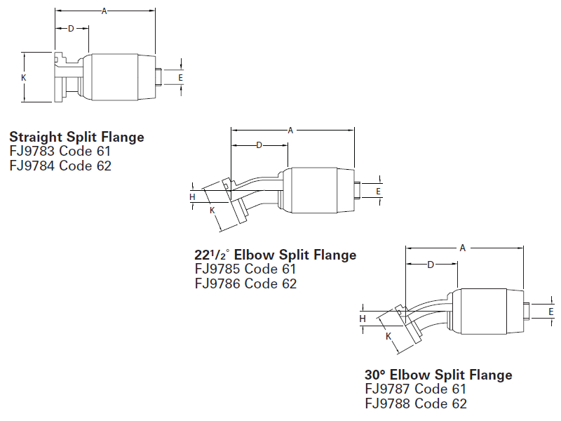 Spiral Single Skive Crimp Fittings Split Flange - FC254 