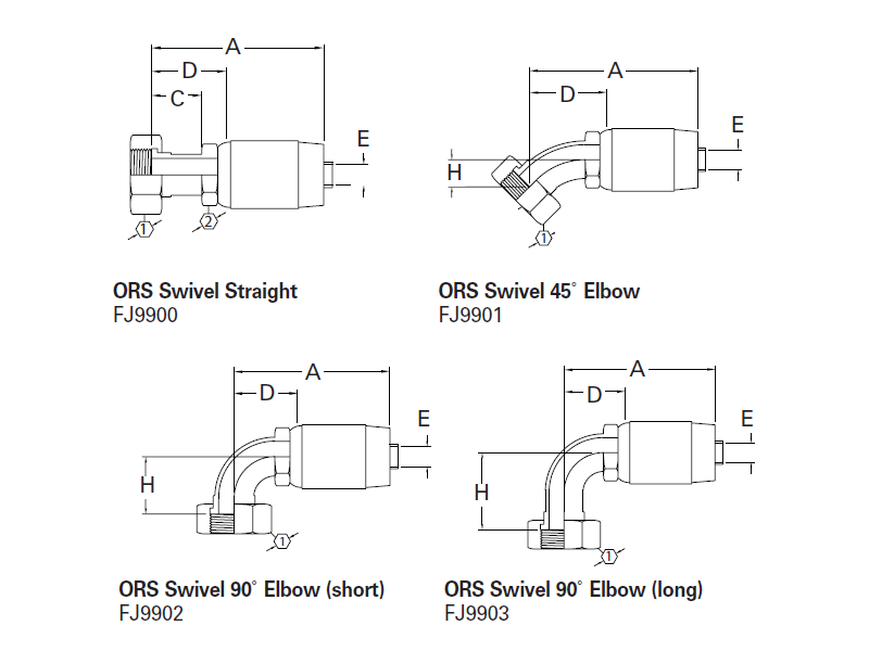 Spiral Single Skive Crimp Fittings ORS Swivel - FC254