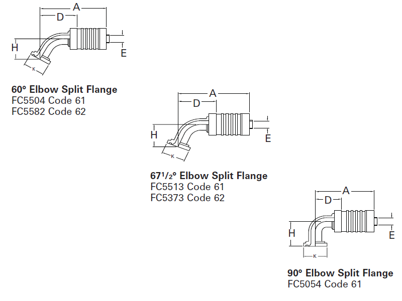 Internal Skive Crimp Fittings* Elbow Split Flange
