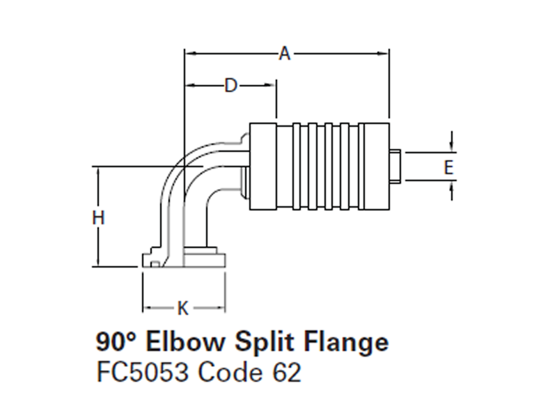 Internal Skive Crimp Fittings* 90° Elbow Split Flange