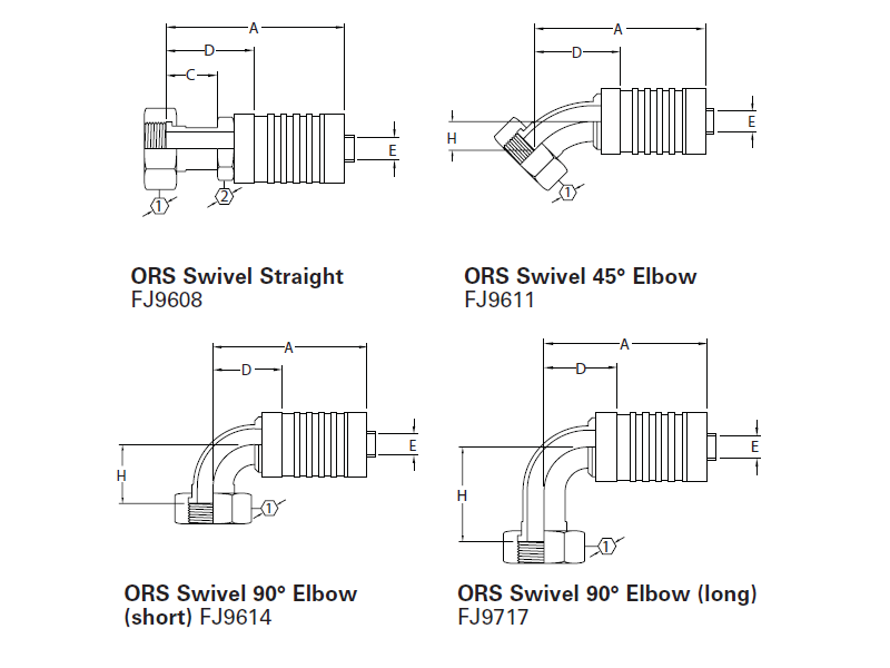Internal Skive Crimp Fittings* ORS Swivel
