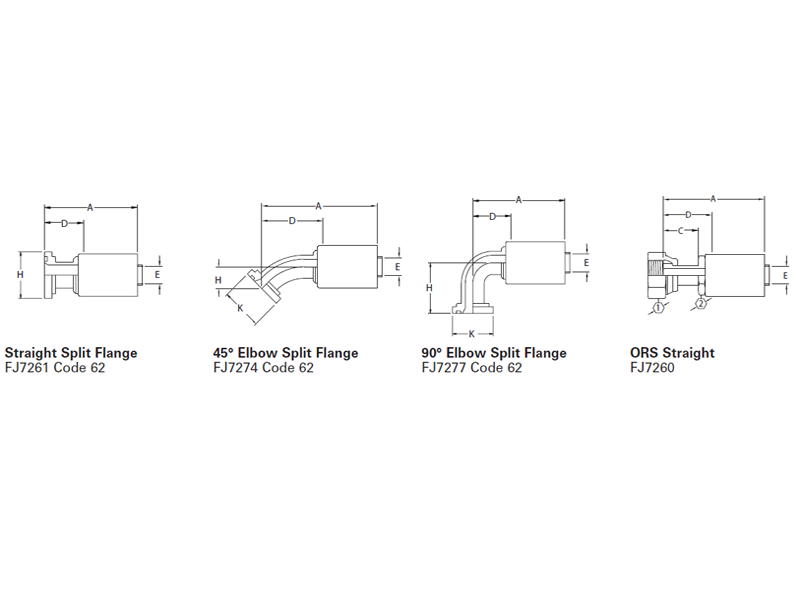 Internal Skive Crimp Fittings* Straight & Elbow Split Flange & ORS